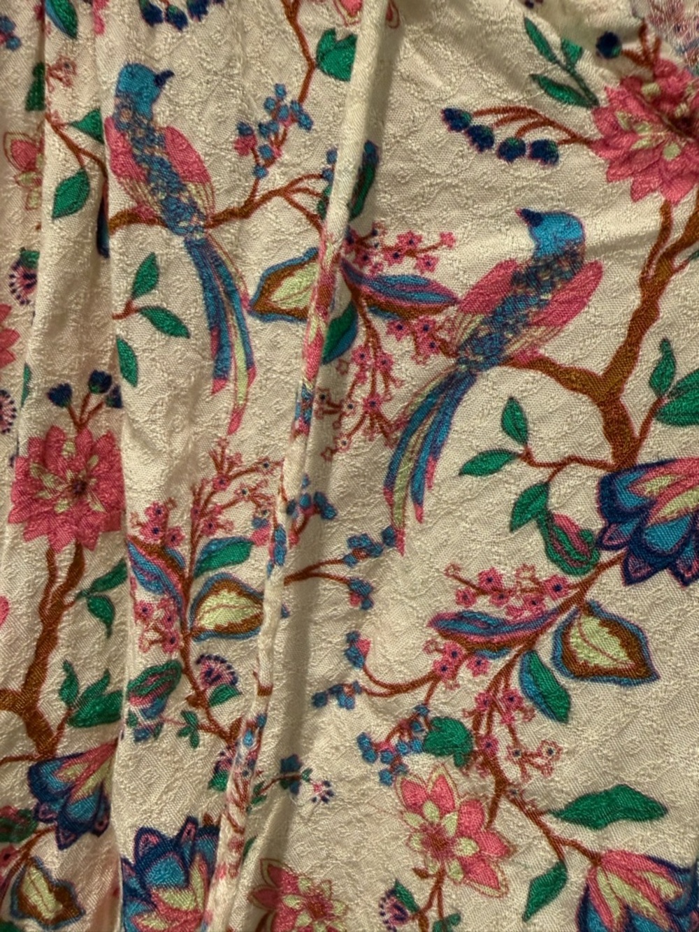💕💜🔥 Rose+Olive Floral Bird Tank Top Size Large Boho Tassel Sleeveless - Picture 2 of 4